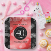 Elegant 40th Ruby Wedding Jubileum Celebration Papieren Bordje (Feest)