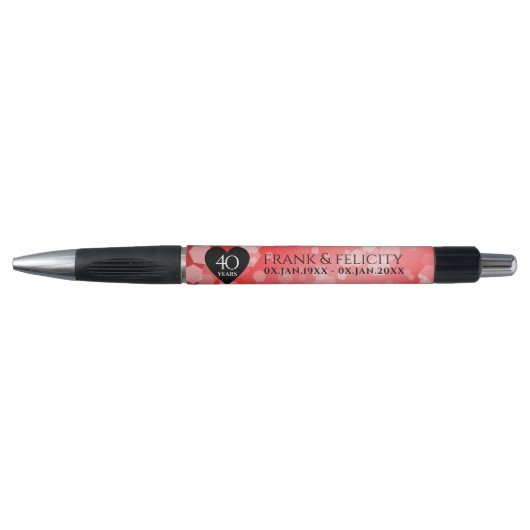 Elegant 40th Ruby Wedding Jubileum Celebration Pen (Voorkant)