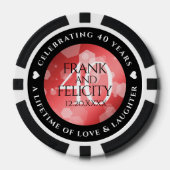 Elegant 40th Ruby Wedding Jubileum Celebration Poker Chips (Voorkant)
