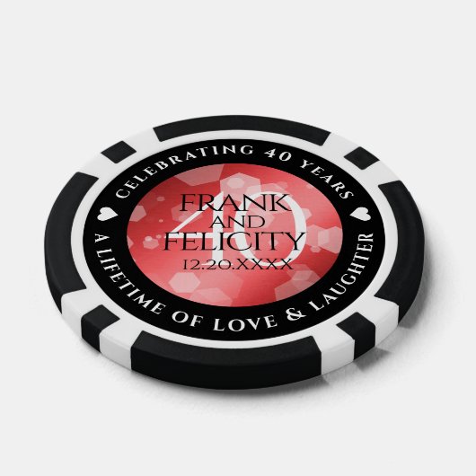 Elegant 40th Ruby Wedding Jubileum Celebration Poker Chips (Enkel)