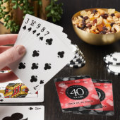 Elegant 40th Ruby Wedding Jubileum Celebration Pokerkaarten (Insitu)