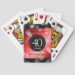 Elegant 40th Ruby Wedding Jubileum Celebration Pokerkaarten