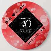 Elegant 40th Ruby Wedding Jubileum Celebration Ronde Button 6,0 Cm (Voorkant)