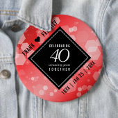 Elegant 40th Ruby Wedding Jubileum Celebration Ronde Button 6,0 Cm (In situ)