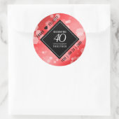 Elegant 40th Ruby Wedding Jubileum Celebration Ronde Sticker (Tas)