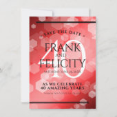 Elegant 40th Ruby Wedding Jubileum Celebration Save The Date (Voorkant)