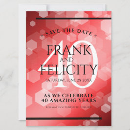 Elegant 40th Ruby Wedding Jubileum Celebration Save The Date