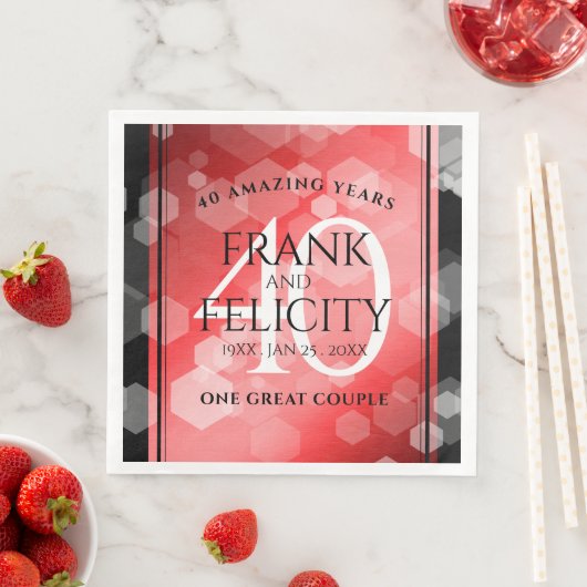 Elegant 40th Ruby Wedding Jubileum Celebration Servet (Insitu)