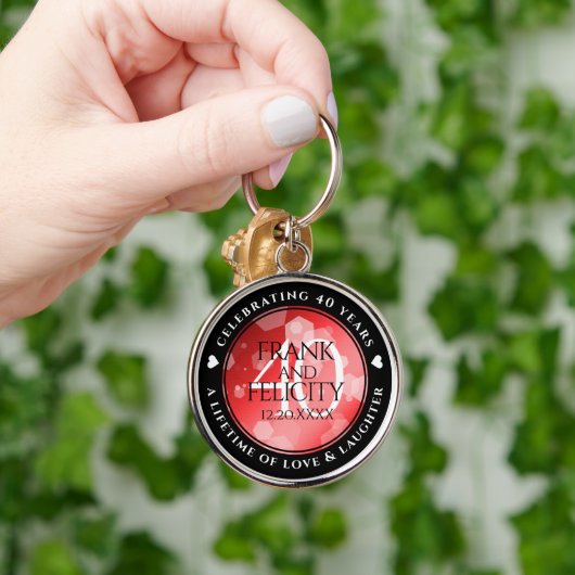 Elegant 40th Ruby Wedding Jubileum Celebration Sleutelhanger (Hand)