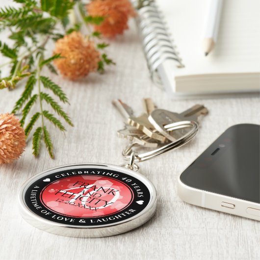 Elegant 40th Ruby Wedding Jubileum Celebration Sleutelhanger (Zijkant)