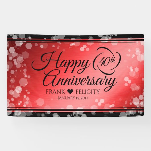 Elegant 40th Ruby Wedding Jubileum Celebration Spandoek (Horizontaal)