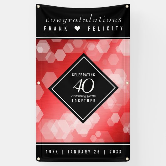Elegant 40th Ruby Wedding Jubileum Celebration Spandoek (Verticaal)