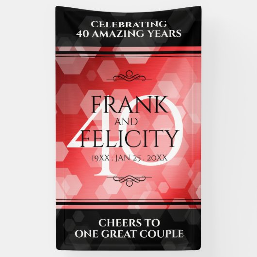 Elegant 40th Ruby Wedding Jubileum Celebration Spandoek (Verticaal)