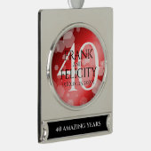 Elegant 40th Ruby Wedding Jubileum Celebration Verzilverd Banner Ornament (Rechts)