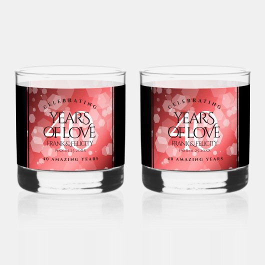 Elegant 40th Ruby Wedding Jubileum Celebration Whisky Glas (Achterkant)