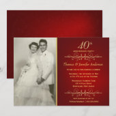 Elegant 40th Ruby Wedding Jubileum Invitations Kaart (Voorkant / Achterkant)