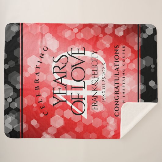 Elegant 40th Ruby Wedding Jubileum Sherpa Deken (Voorkant (horizontaal))