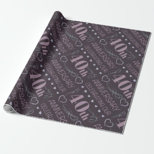 Elegant 40th Wedding Jubileum Paars Cadeaupapier