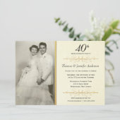 Elegant 40th Wedding Jubileum Party Kaart (Staand voorkant)