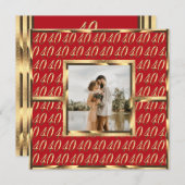 Elegant 40th Wedding Ruby Jubileum Uitnodiging (Voorkant / Achterkant)