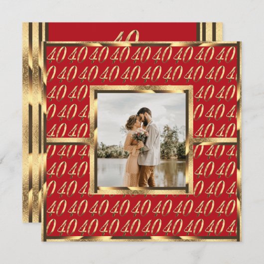 Elegant 40th Wedding Ruby Jubileum Uitnodiging (Voorkant / Achterkant)