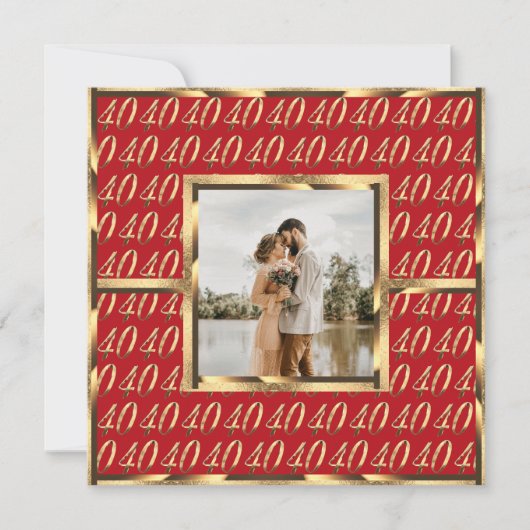 Elegant 40th Wedding Ruby Jubileum Uitnodiging (Voorkant)