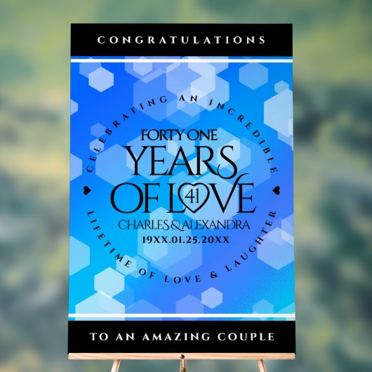 Elegant 41st Blue Topaz Wedding Jubileum Acryl Bord (Neutraal)