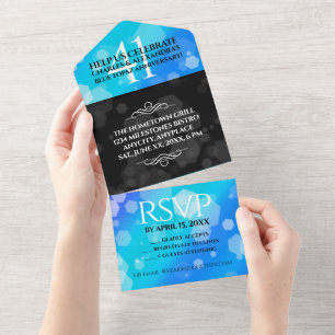 Elegant 41st Blue Topaz Wedding Jubileum All In One Uitnodiging