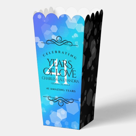 Elegant 41st Blue Topaz Wedding Jubileum Bedankdoosjes (Voorkant)