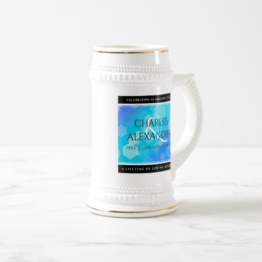 Elegant 41st Blue Topaz Wedding Jubileum Bierpul (Voorkant rechts)