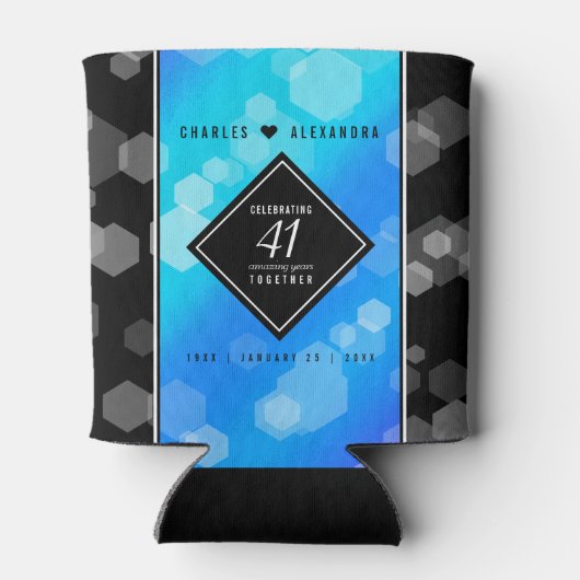 Elegant 41st Blue Topaz Wedding Jubileum Blikjeskoeler (Achterkant)