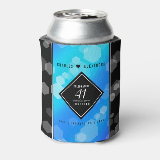 Elegant 41st Blue Topaz Wedding Jubileum Blikjeskoeler (Blikje Achterkant)