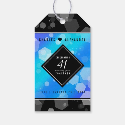 Elegant 41st Blue Topaz Wedding Jubileum Cadeaulabel (Voorkant)