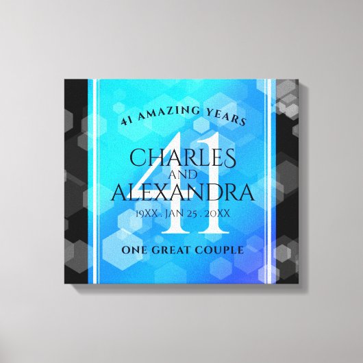 Elegant 41st Blue Topaz Wedding Jubileum Canvas Afdruk (Voorkant)