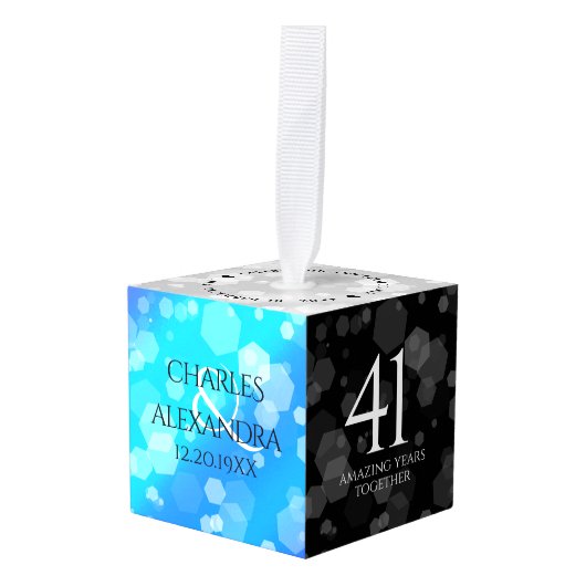 Elegant 41st Blue Topaz Wedding Jubileum Decoratie (Voorkant hoekig)