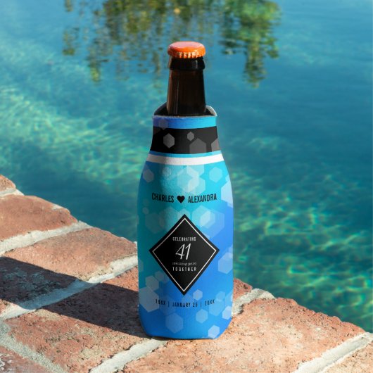 Elegant 41st Blue Topaz Wedding Jubileum Flesjeskoeler (Insitu Zwembad)