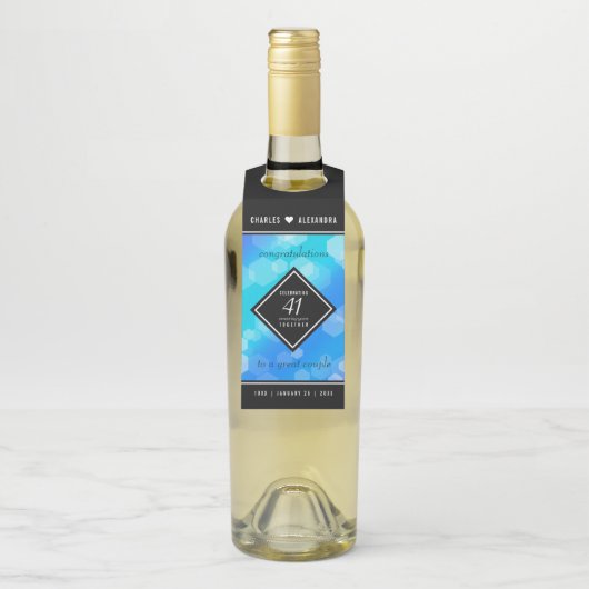 Elegant 41st Blue Topaz Wedding Jubileum Flessenhanger (Op fles)