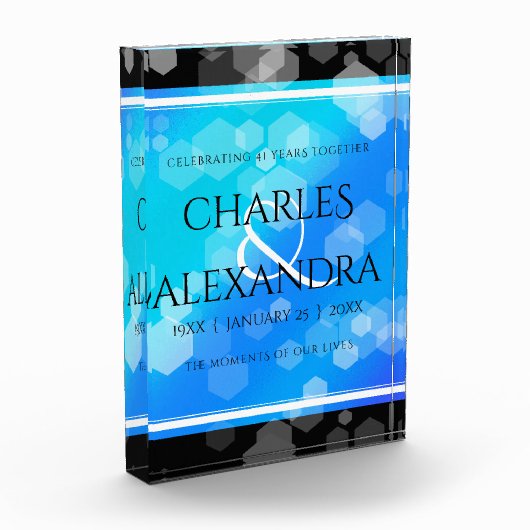 Elegant 41st Blue Topaz Wedding Jubileum Fotoblokken (Links)