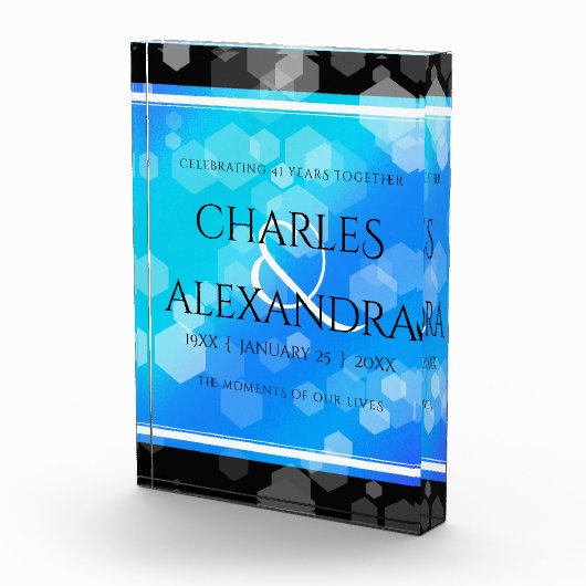 Elegant 41st Blue Topaz Wedding Jubileum Fotoblokken (Rechts)