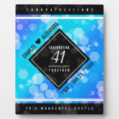 Elegant 41st Blue Topaz Wedding Jubileum Fotoplaat (Voorkant)