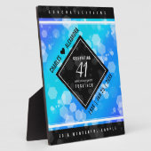 Elegant 41st Blue Topaz Wedding Jubileum Fotoplaat (Zijkant)