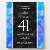 Elegant 41st Blue Topaz Wedding Jubileum Fotoplaat (Voorkant)