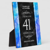 Elegant 41st Blue Topaz Wedding Jubileum Fotoplaat (Zijkant)