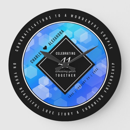 Elegant 41st Blue Topaz Wedding Jubileum Grote Klok (Voorkant)