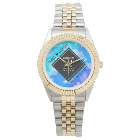 Elegant 41st Blue Topaz Wedding Jubileum Horloge (Voorkant)