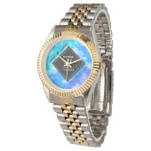 Elegant 41st Blue Topaz Wedding Jubileum Horloge (Gekanteld)
