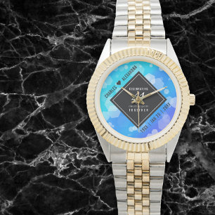 Elegant 41st Blue Topaz Wedding Jubileum Horloge