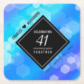 Elegant 41st Blue Topaz Wedding Jubileum Kartonnen Onderzetters (Voorkant)