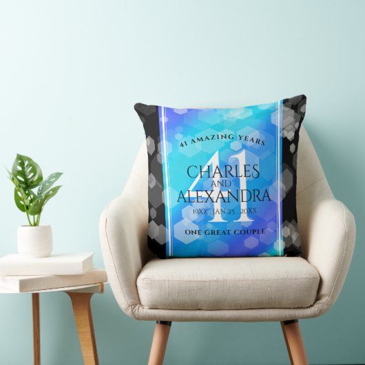 Elegant 41st Blue Topaz Wedding Jubileum Kussen (Stoel)