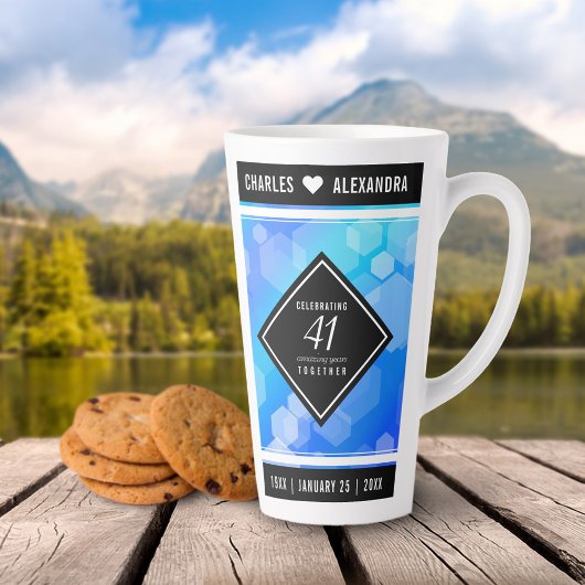Elegant 41st Blue Topaz Wedding Jubileum Latte Mok